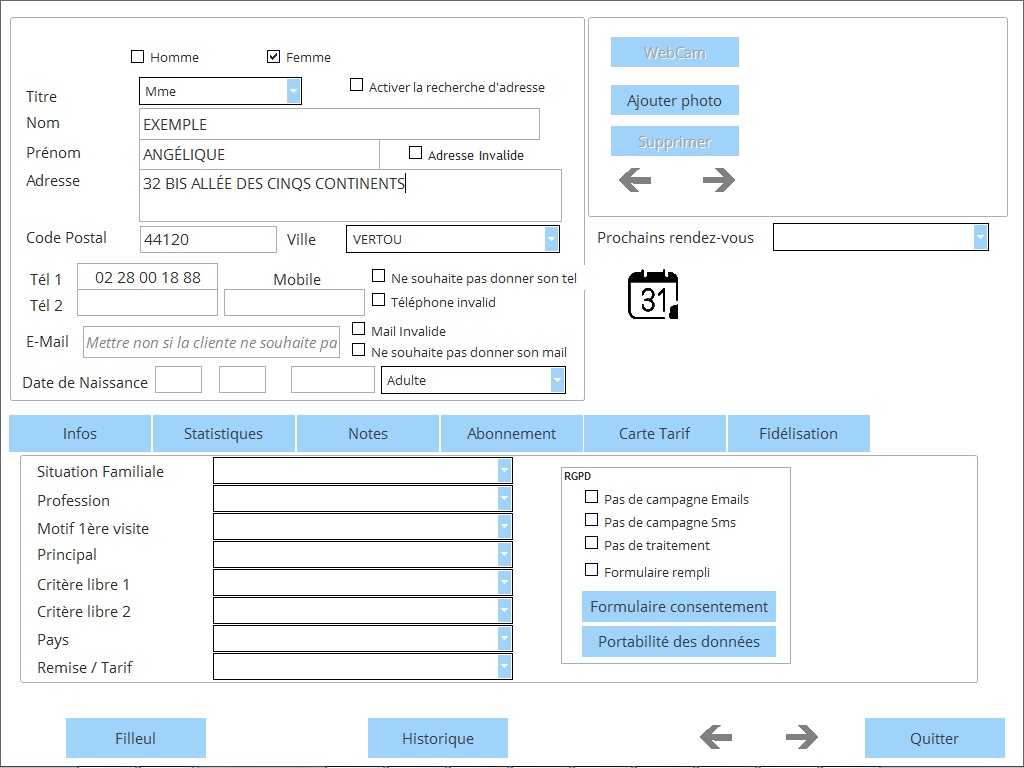La fiche client